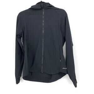 Eddie Bauer Full Zip Jacket Womens Size Medium Hooded Black Long Sleeve
